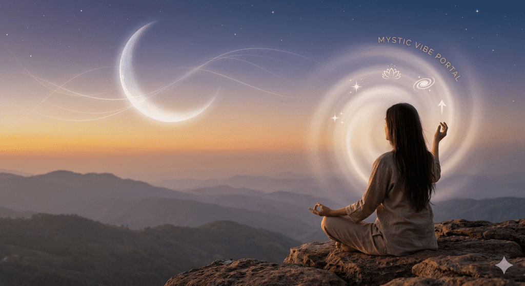 A person meditating under a starry sky, symbolizing spiritual growth and manifestation.